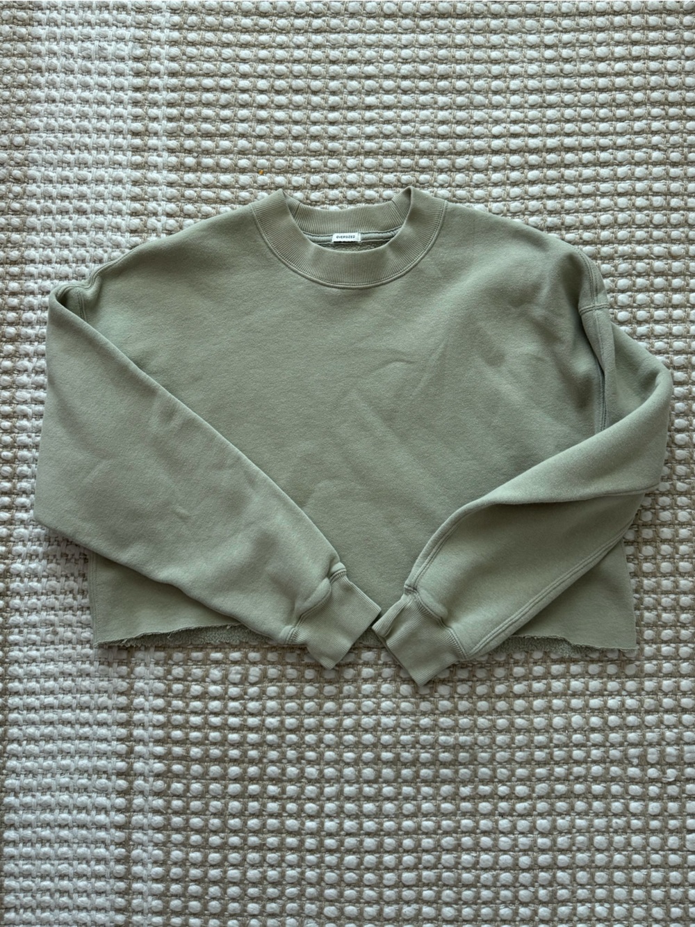 Abercrombie & Fitch Cropped Crewneck Sweatshirt - Sage